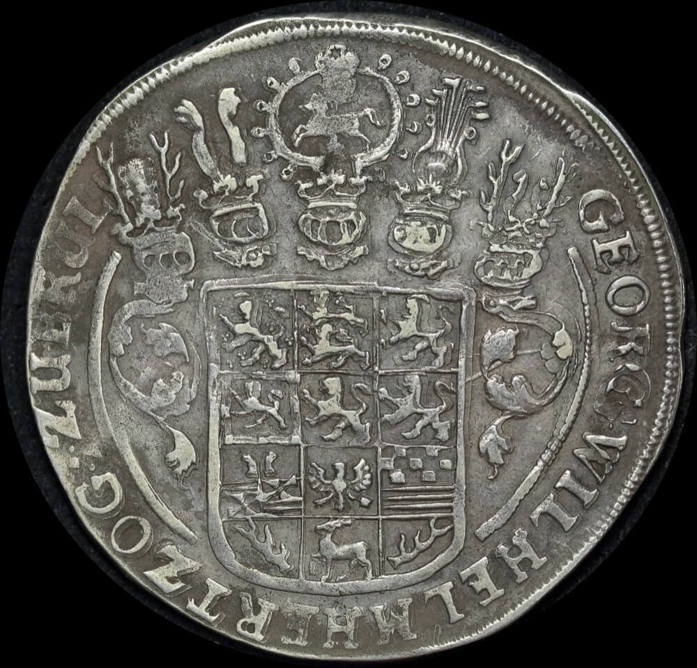 German States (Brunswick-Luneburg) 1663 Silver Wildman Thaler Dav#6528 good VF product image
