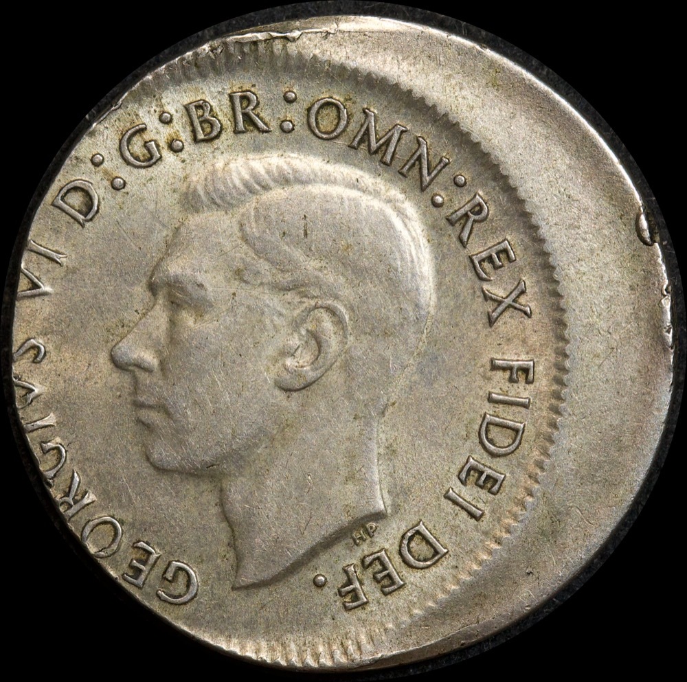 1951 Sixpence 3.25mm Offstrike Error good VF