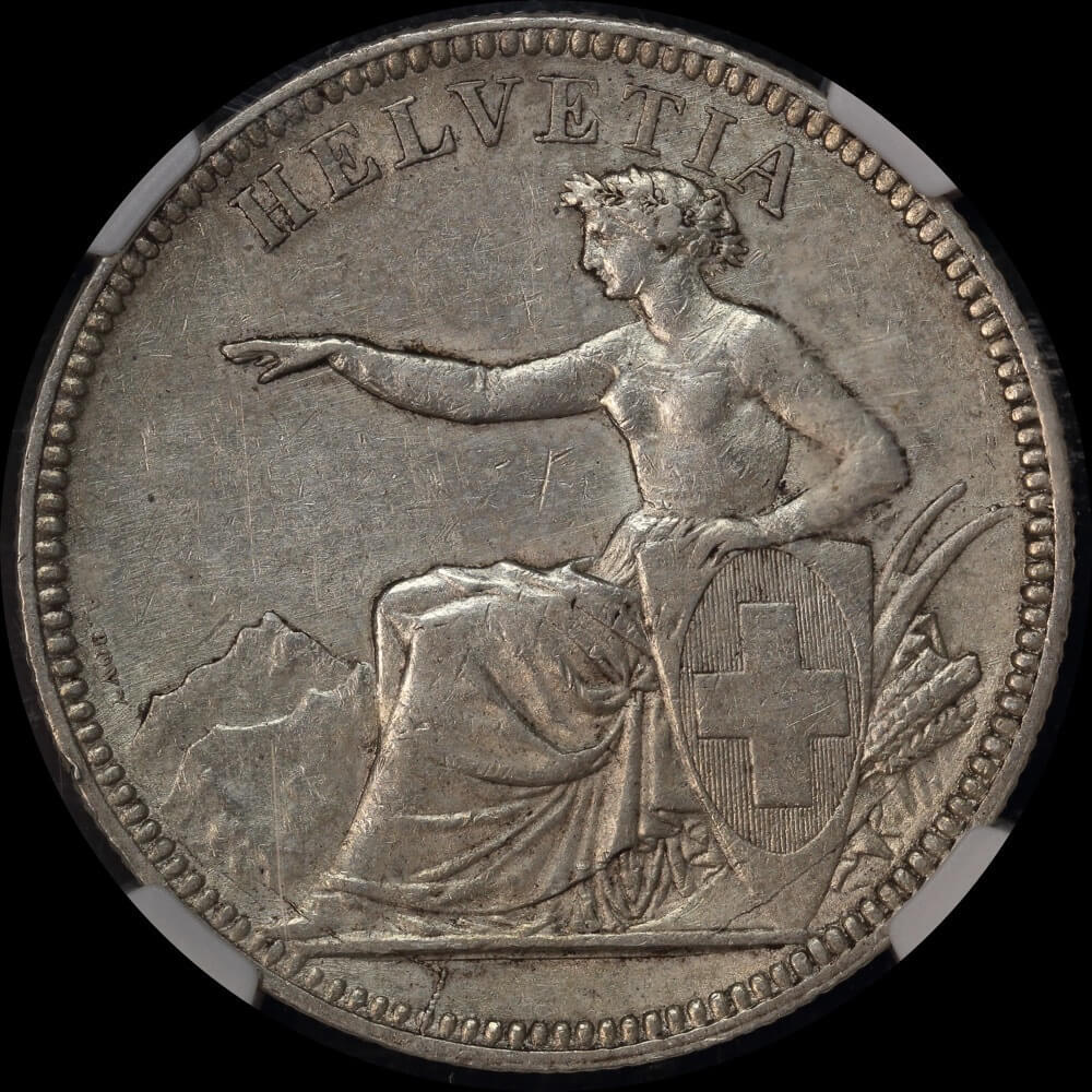 Switzerland 1874-B Silver 5 Francs KM# 11 NGC XF45 product image