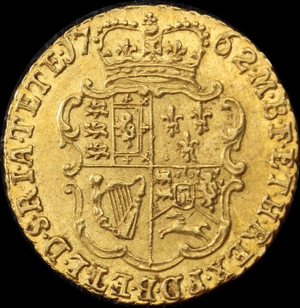 1762 Gold Quarter Guinea George III S#3741 good EF product image