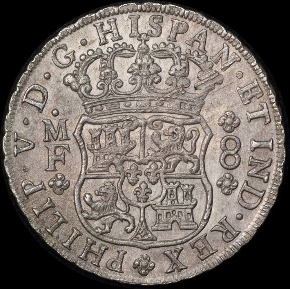 Mexico 1742 Silver 8 Reales KM# 103 about Unc