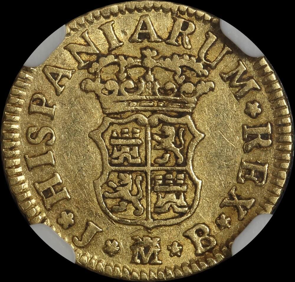 Spain 1752-M Gold 1/2 Escudo KM# 378 NGC VF25 product image