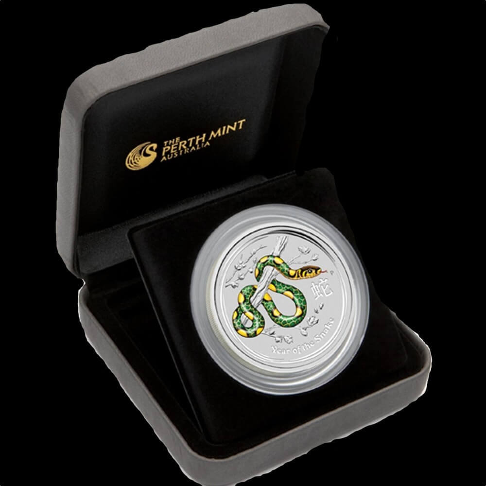 2013 Silver Lunar Two Ounce Coloured Proof Coin Snake Perth ANDA product image