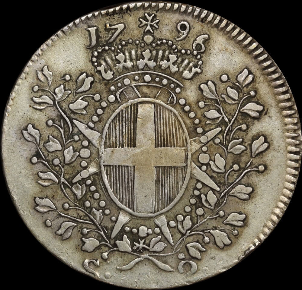 Malta 1796 Silver 2 Scudi Dav# 1610 good VF product image