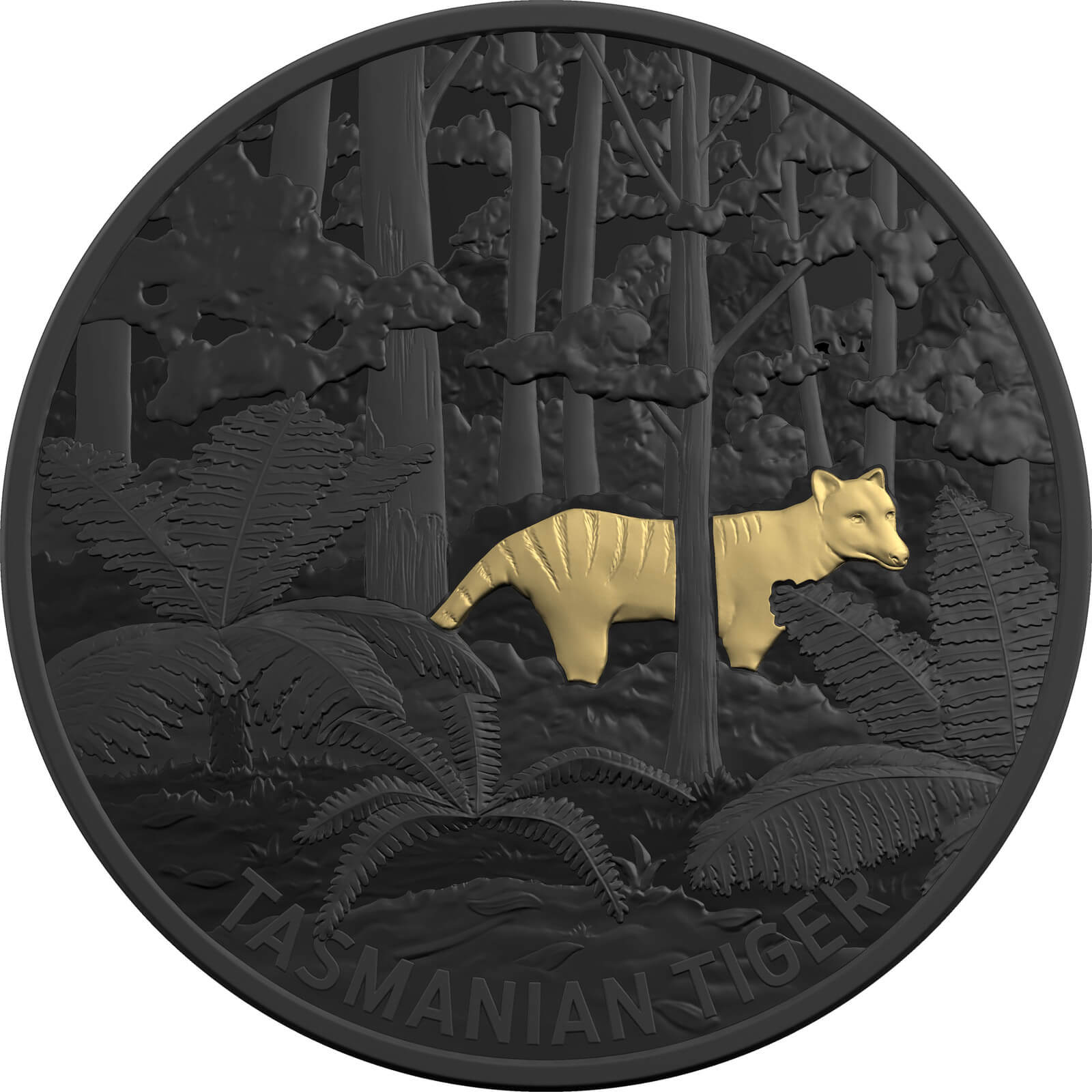 2019 5 Dollar Plated Silver Proof Coin - Tasmanian Tiger product image