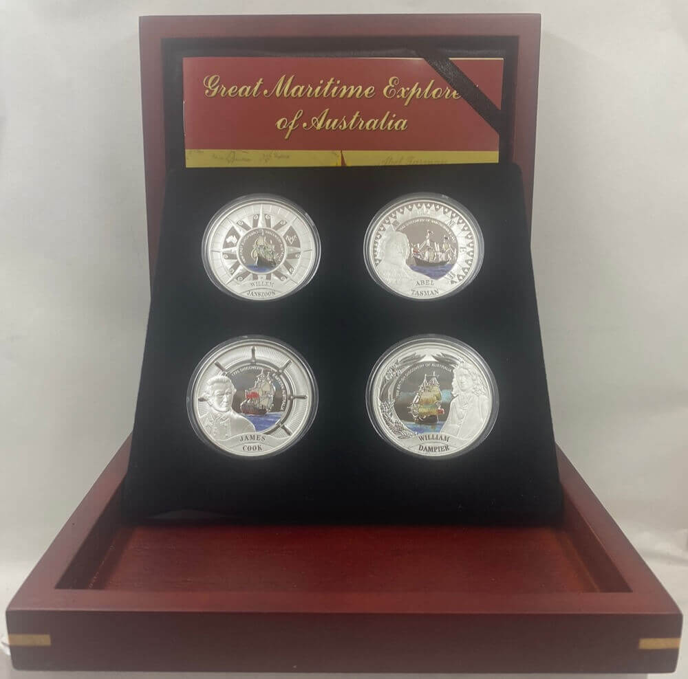 Tuvalu 2006 Silver 4 Coin Proof Set Great Maritime Explorers of Australia product image