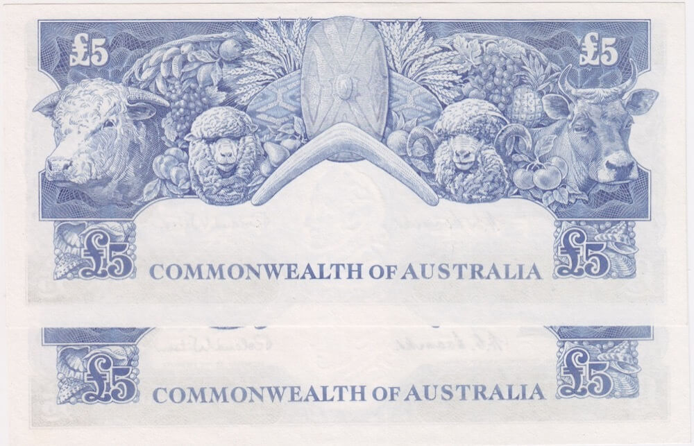 1954 Five Pound Consecutive Pair Coombs/Wilson R49 GEF