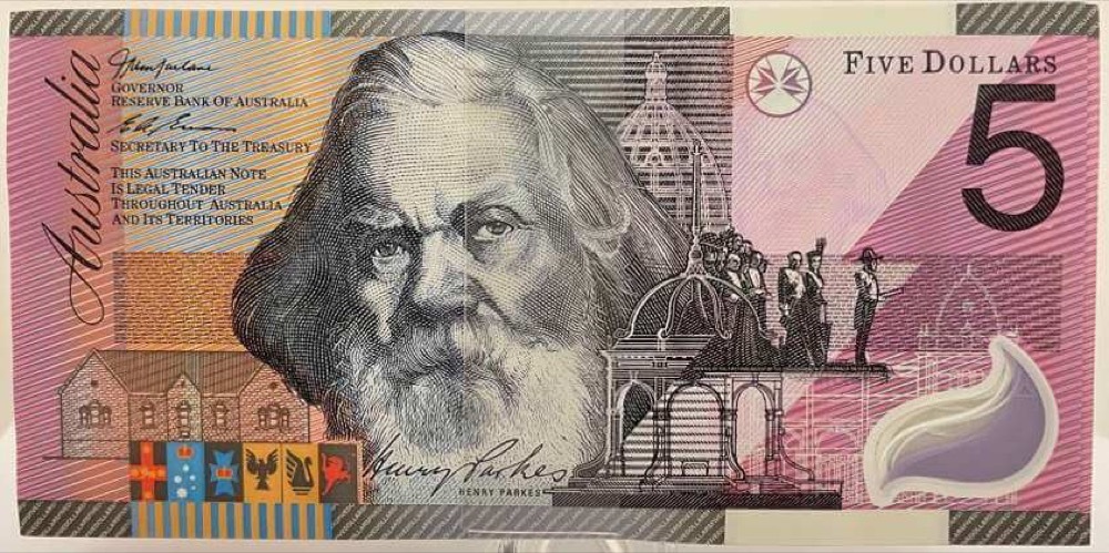 2001 $5 Note Bundle of 100 AA01 1st Prefix R219F Centenary of Federation Uncirculated