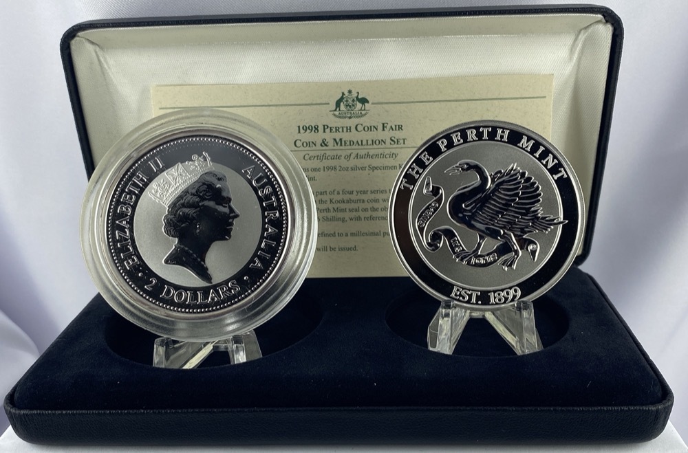 1998 Silver Two Ounce Unc Coin And Medal Set Perth Coin Fair