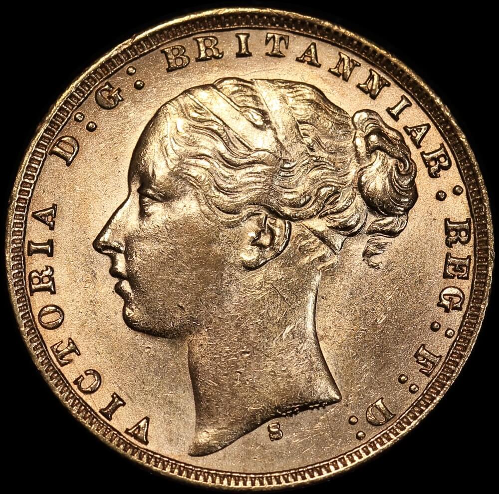 1875 Sydney Mint Young Head Sovereign about Unc