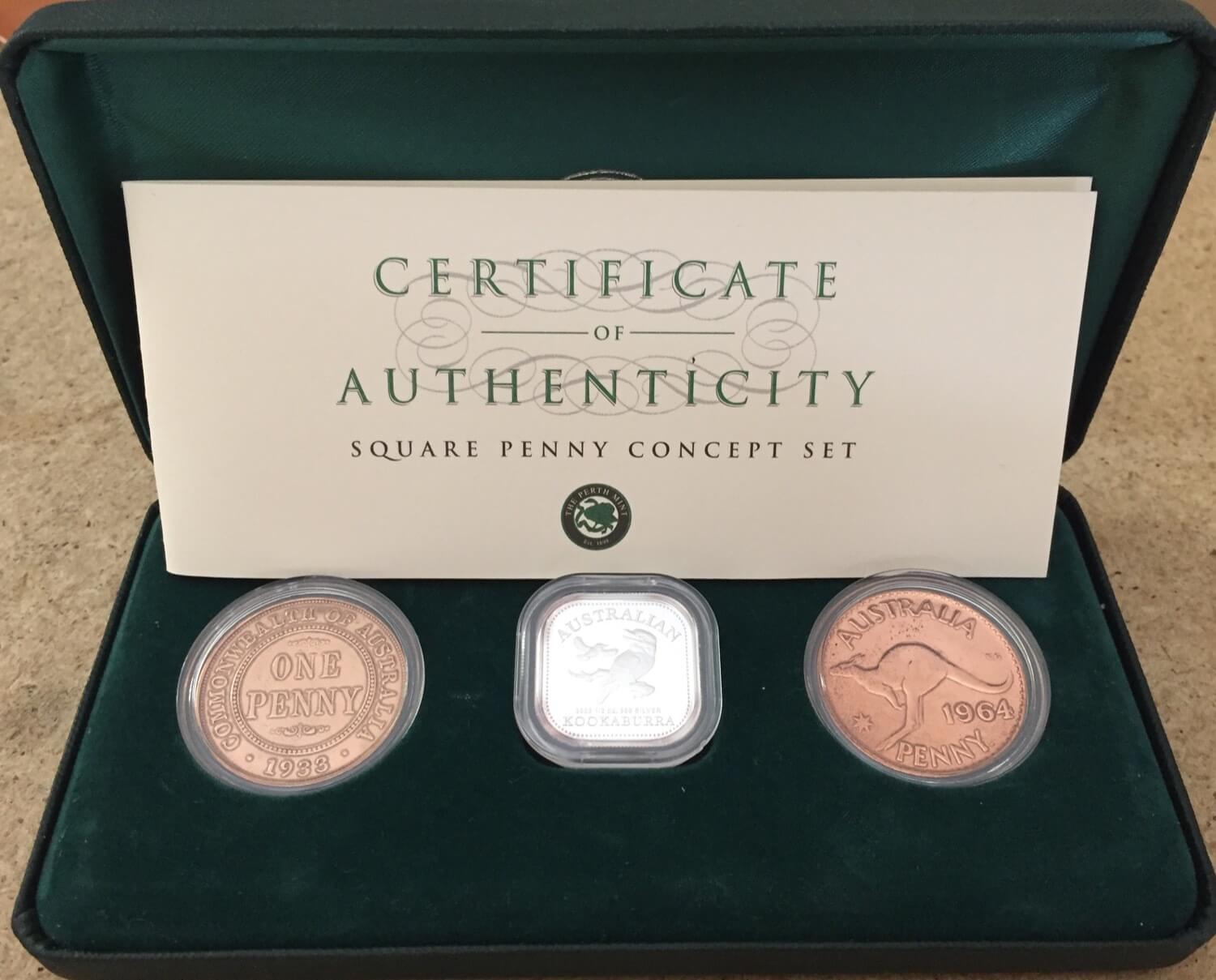 2003 Square Penny Concept Set 3 Coins With Proof Silver Coin product image