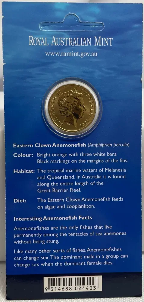 2007 Coloured 1 Dollar Uncirculated Coin Ocean Series Clown Fish