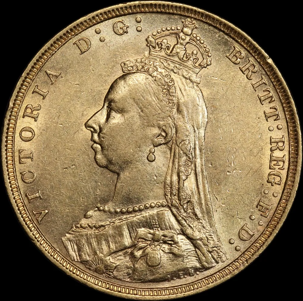 1891 Sydney Jubilee Head Sovereign good EF