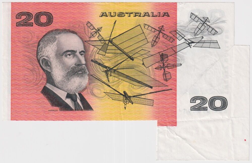 1993 $20 Note Paper Fraser/Evans Flap Error R415 GEF