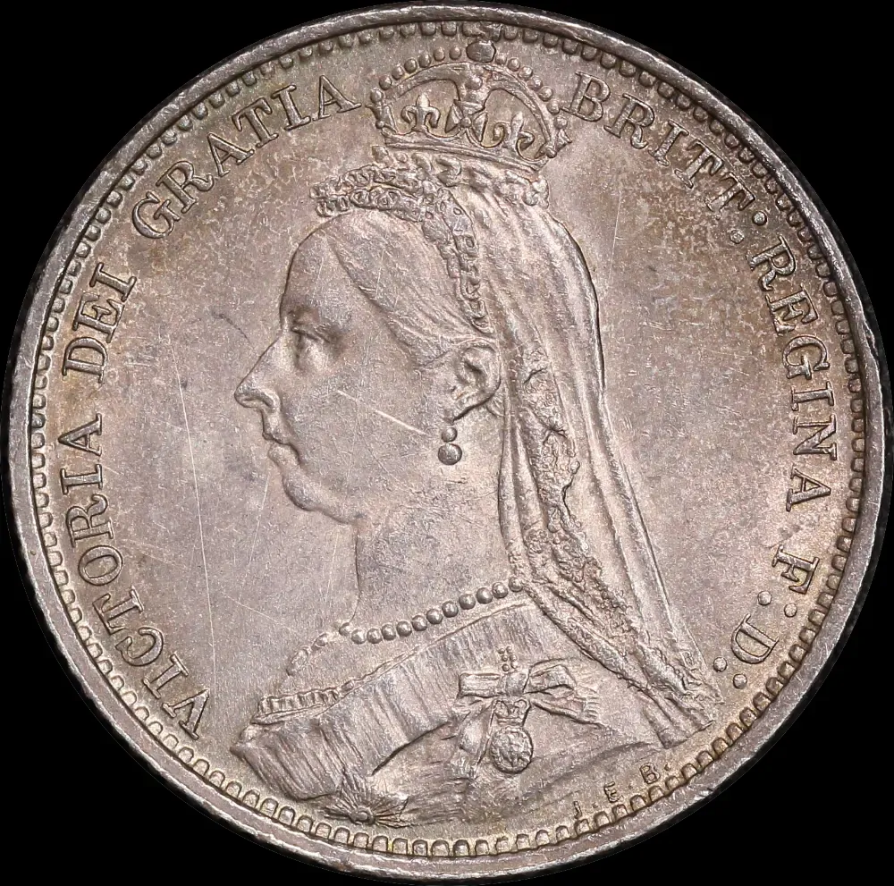 1887 Silver Sixpence Victoria S#3928 Uncirculated