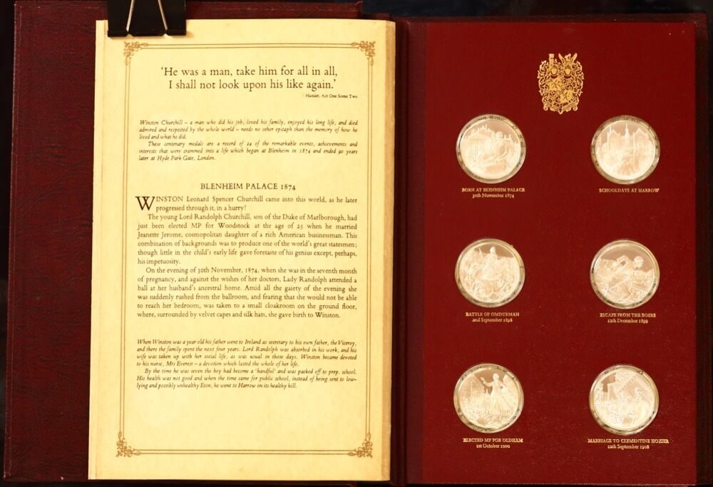 Set of 24 Gilt Silver Medallions Centenary of Winston Churchill product image