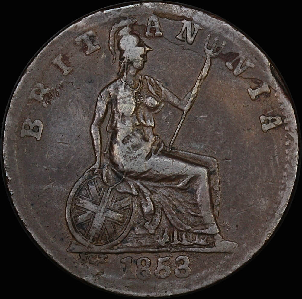 1853 Peek & Campbell Copper Penny Token Very Fine