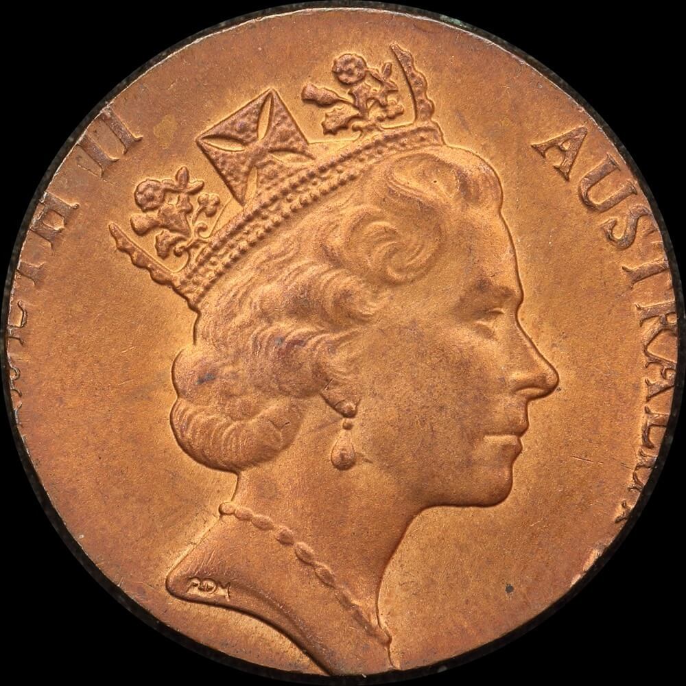 Australia 2 Cent Error Coin (Struck On 1 Cent Planchet) PCGS MS65RB