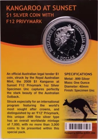 2009 1 Dollar Silver Kangaroo At Sunset F12 Privy Mark product image