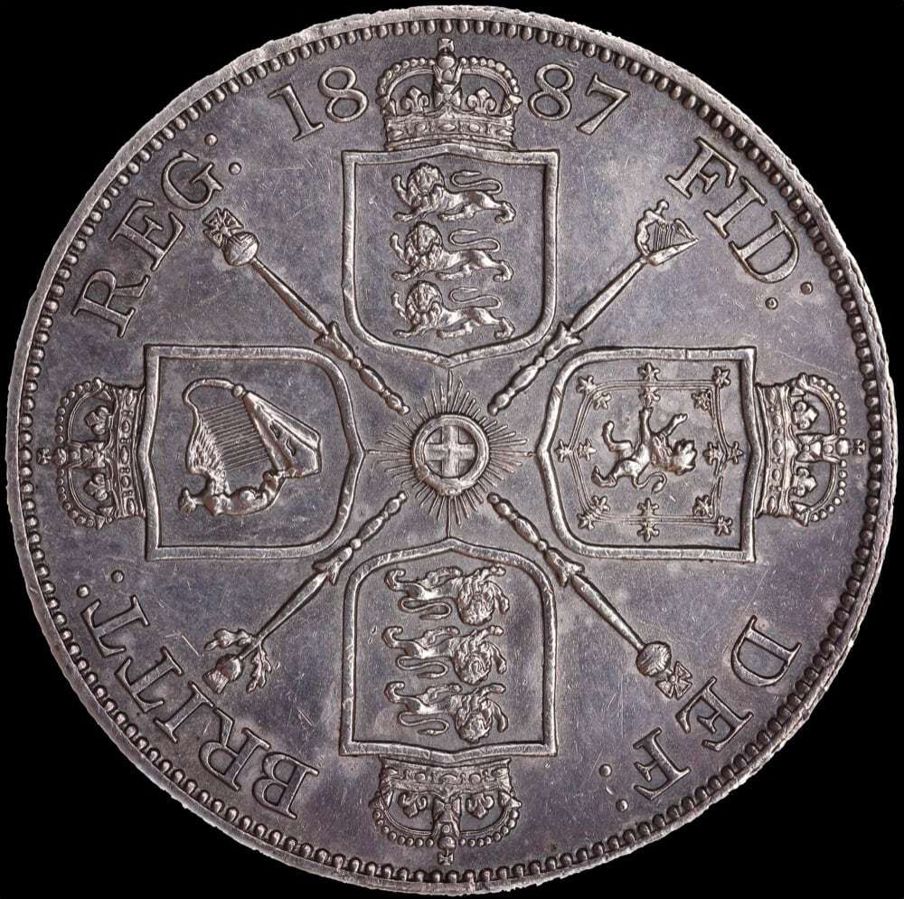 1887 Silver Double Florin Victoria Arabic 1 S#3923 about Unc product image