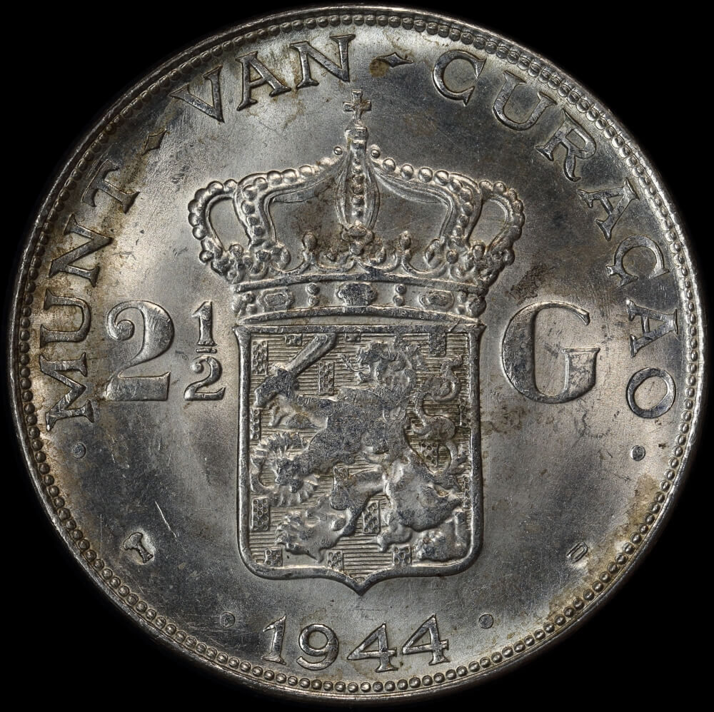 Curacao 1944-D Silver 2-1/2 Gulden KM#46 Uncirculated product image