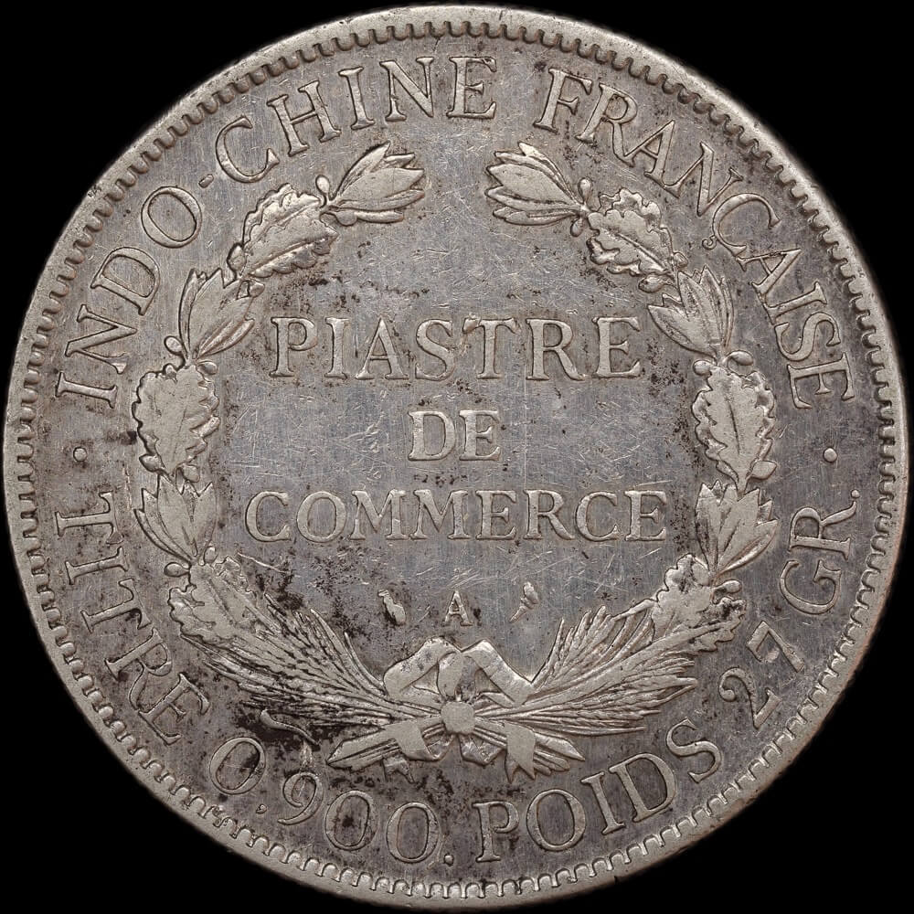 French-Indo China 1908-A Silver Piastre KM#5a.1 EF product image