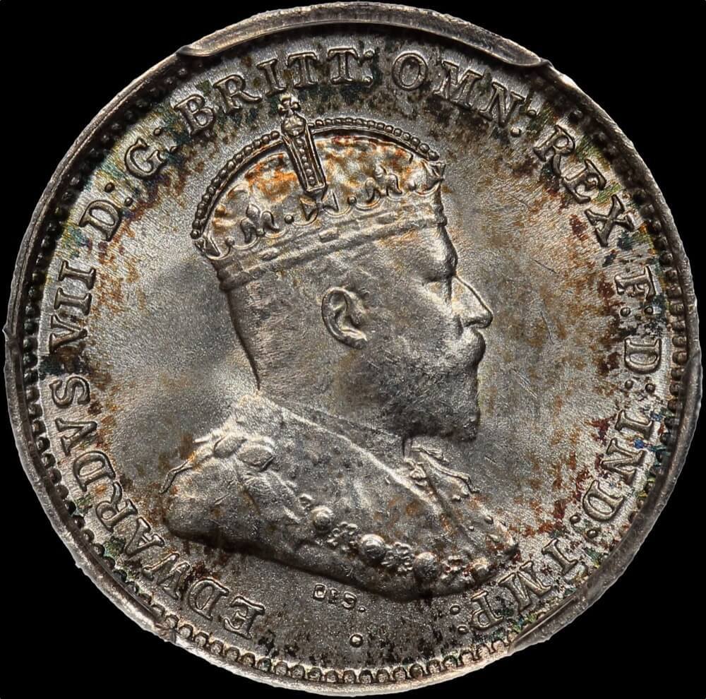 1910 Threepence Gem Unc (PCGS MS66)