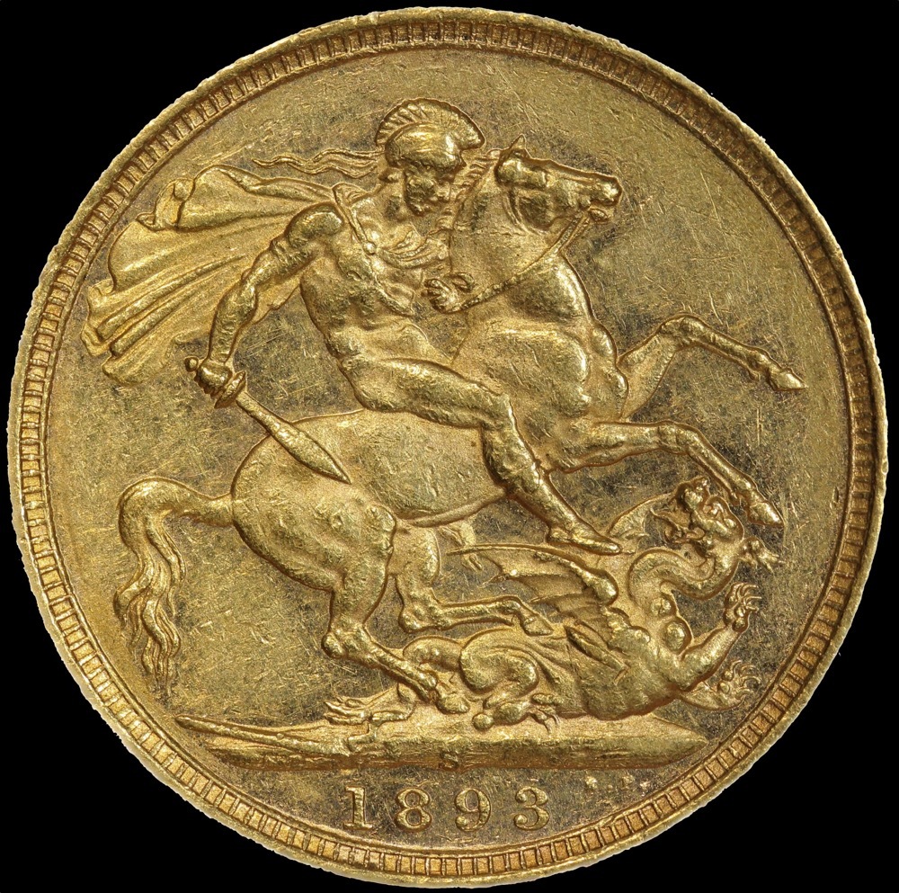 1893 Sydney Jubilee Head Sovereign Extremely Fine