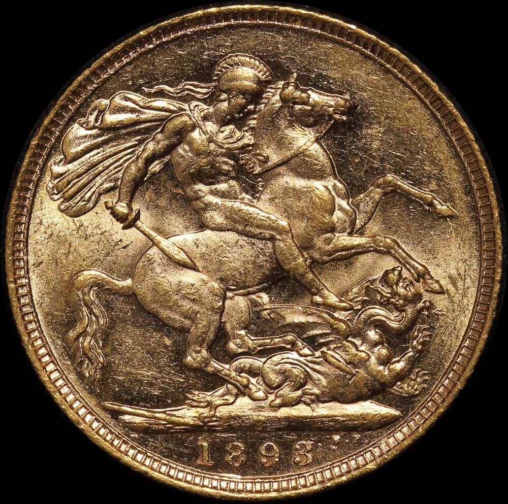 1893 Sydney Jubilee Head Sovereign good EF