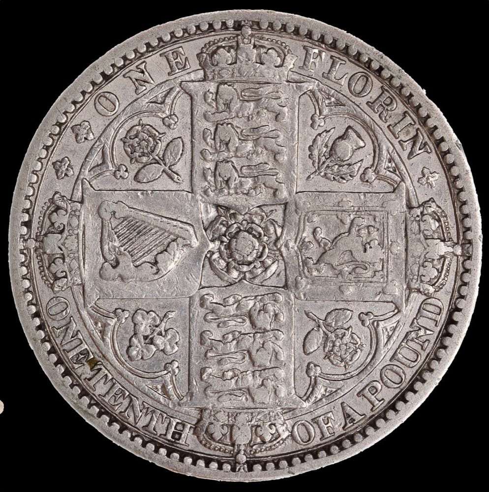 1849 Silver Godless Florin Victoria S#3890 AVF product image