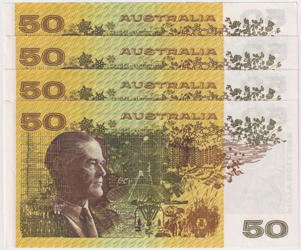 1973 $50 Note Run of 4 Phillips/Wheeler R505 good EF