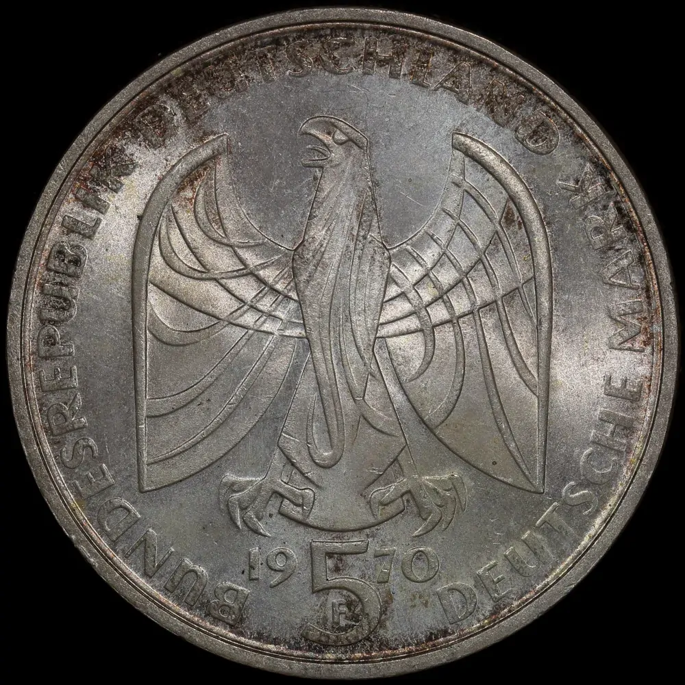 German Federal Republic 1970 Silver 5 Marks KM#127 Uncirculated
