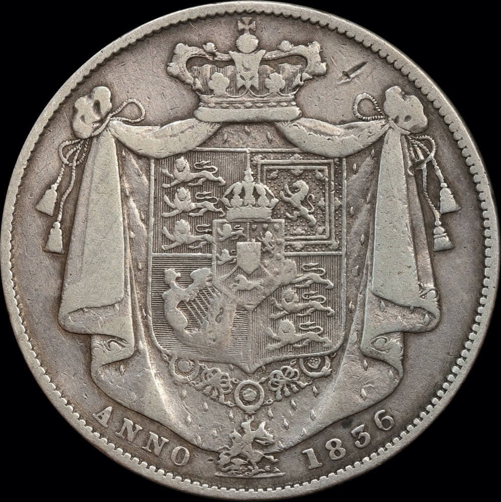 1836 Silver Half Crown William IV S#3834 good Fine