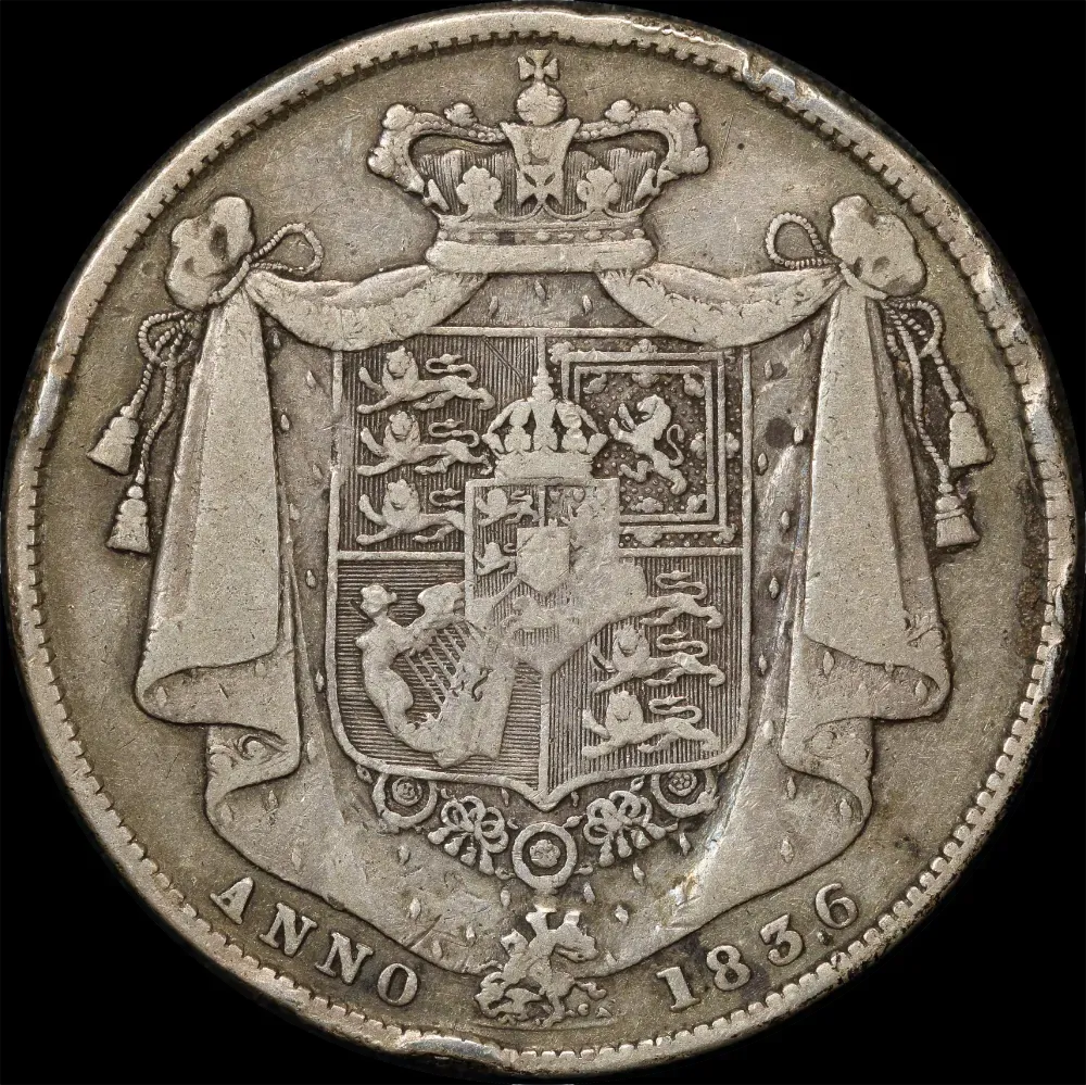 1836 Silver Half Crown William IV S#3834 good Fine