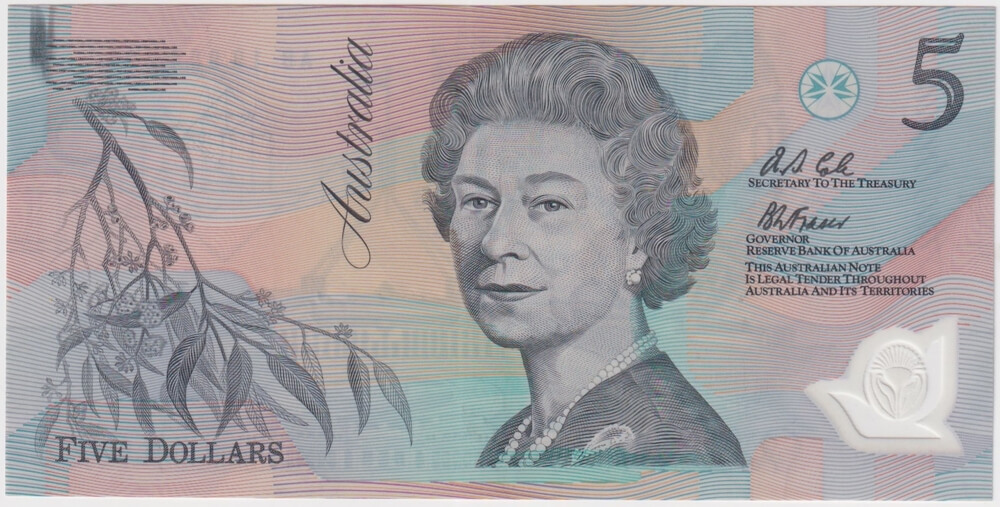 1992 $5 Note AB19 Last Prefix Fraser/Cole R214L Extremely Fine product image