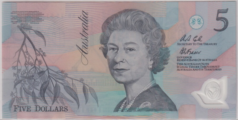 1992 $5 Note Fraser/Cole AB19 Last Prefix R214L PCGS Superb Gem Unc 67 OPQ