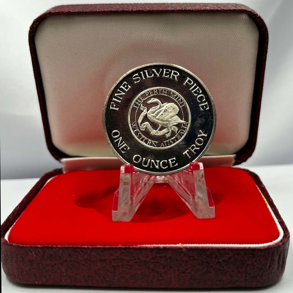 Perth Mint 1989 Silver 1oz Proof Ingot in Red Presentation Case