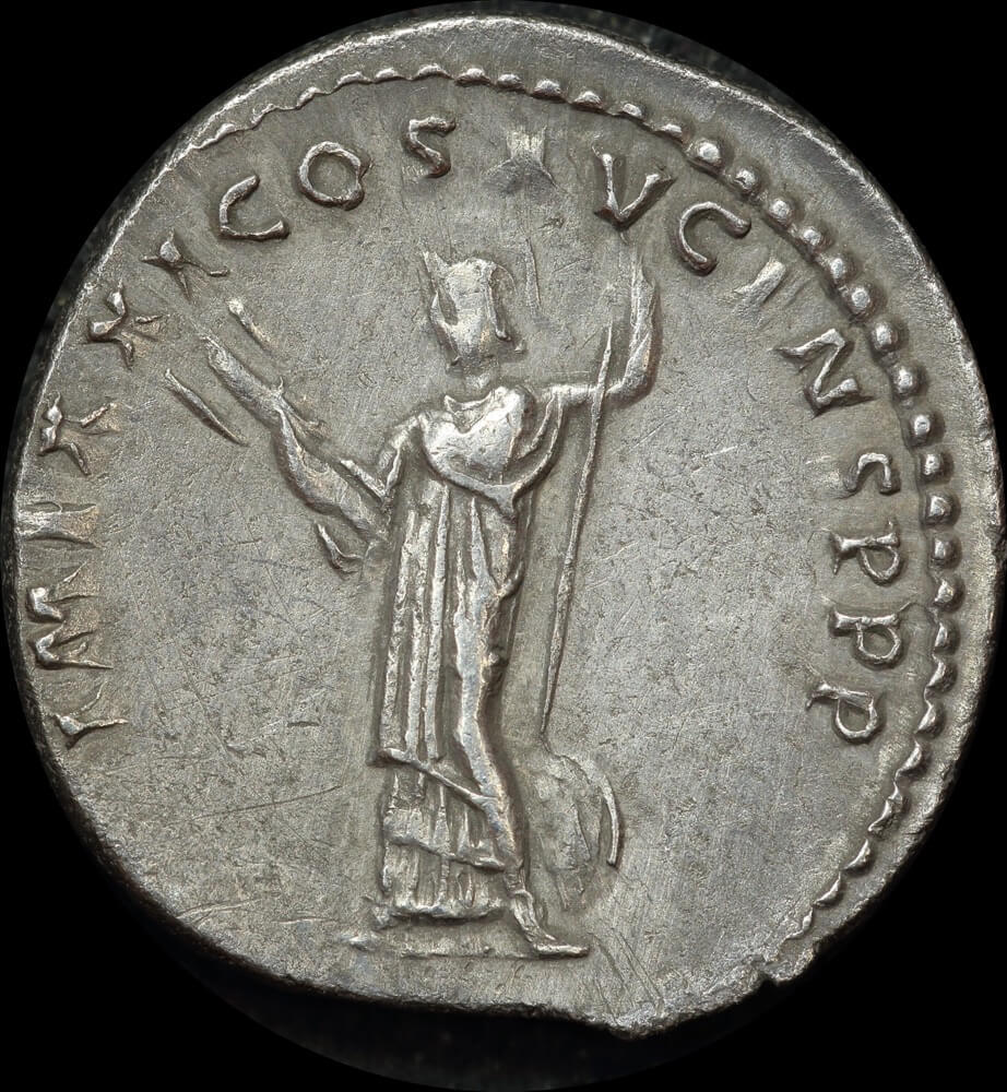 Ancient Rome (Imperial) 90 AD Domitian Silver Denarius Minerva RIC II 691 good VF product image