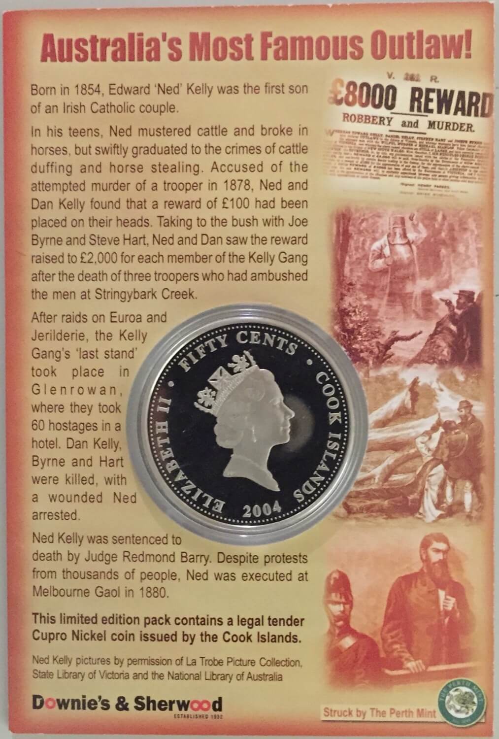 Cook Islands 2004 50 Cent Proof Coin Ned Kelly