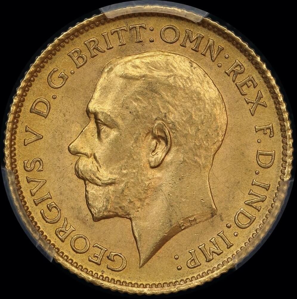 1915 Sydney George V Half Sovereign Choice Unc (PCGS MS64+)
