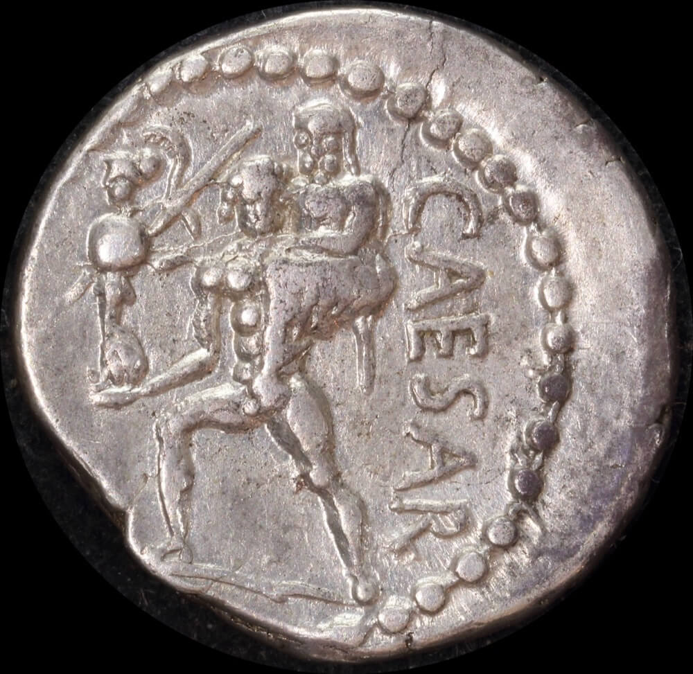 Ancient Rome (Imperatorial) 47 - 46 BC Julius Caesar Silver Denarius Venus / Aeneas Crawford 458/1 good VF