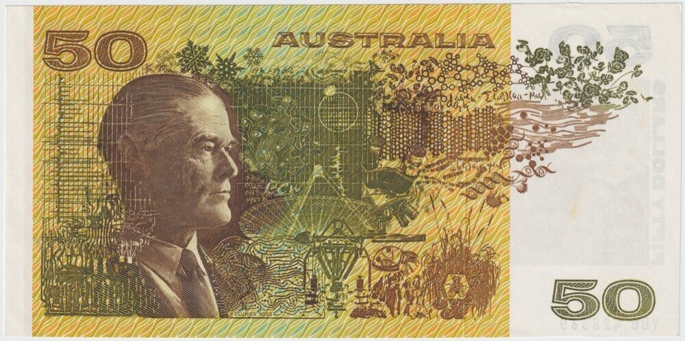 1976 $50 Note Gothic Serials Side Thread Knight/Wheeler R506B about Uncirculated