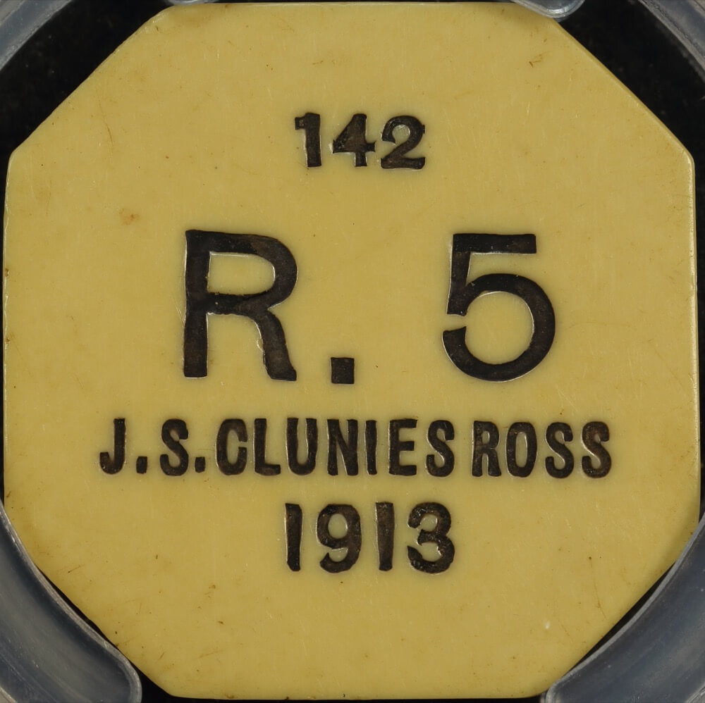 Keeling Cocos Islands 1913 Ivorine 5 Rupee KM#Tn7 PCGS AU58 product image