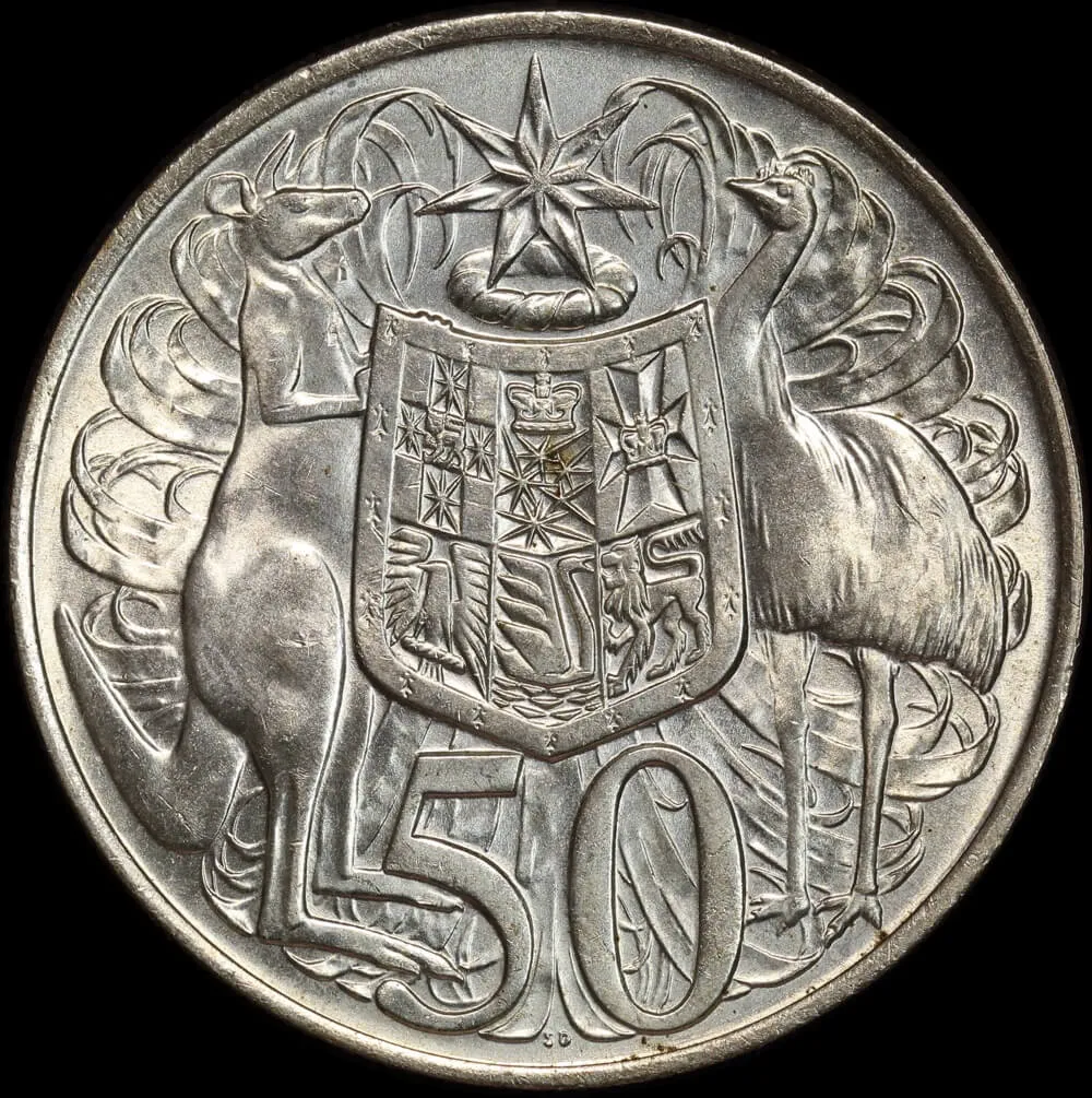 1966 50 Cent Coin Obverse Planchet Flaw Error Uncirculated