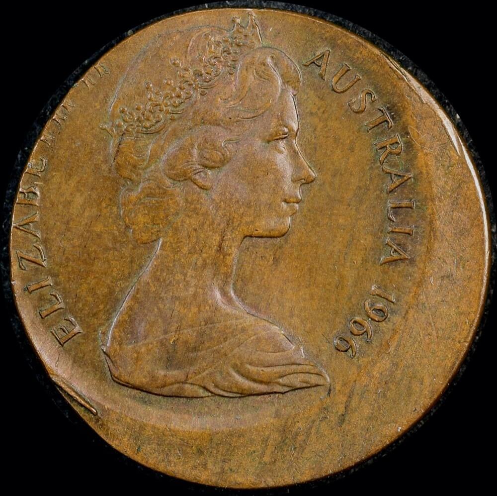 1966 Canberra 1 Cent 3mm Offstrike about Unc