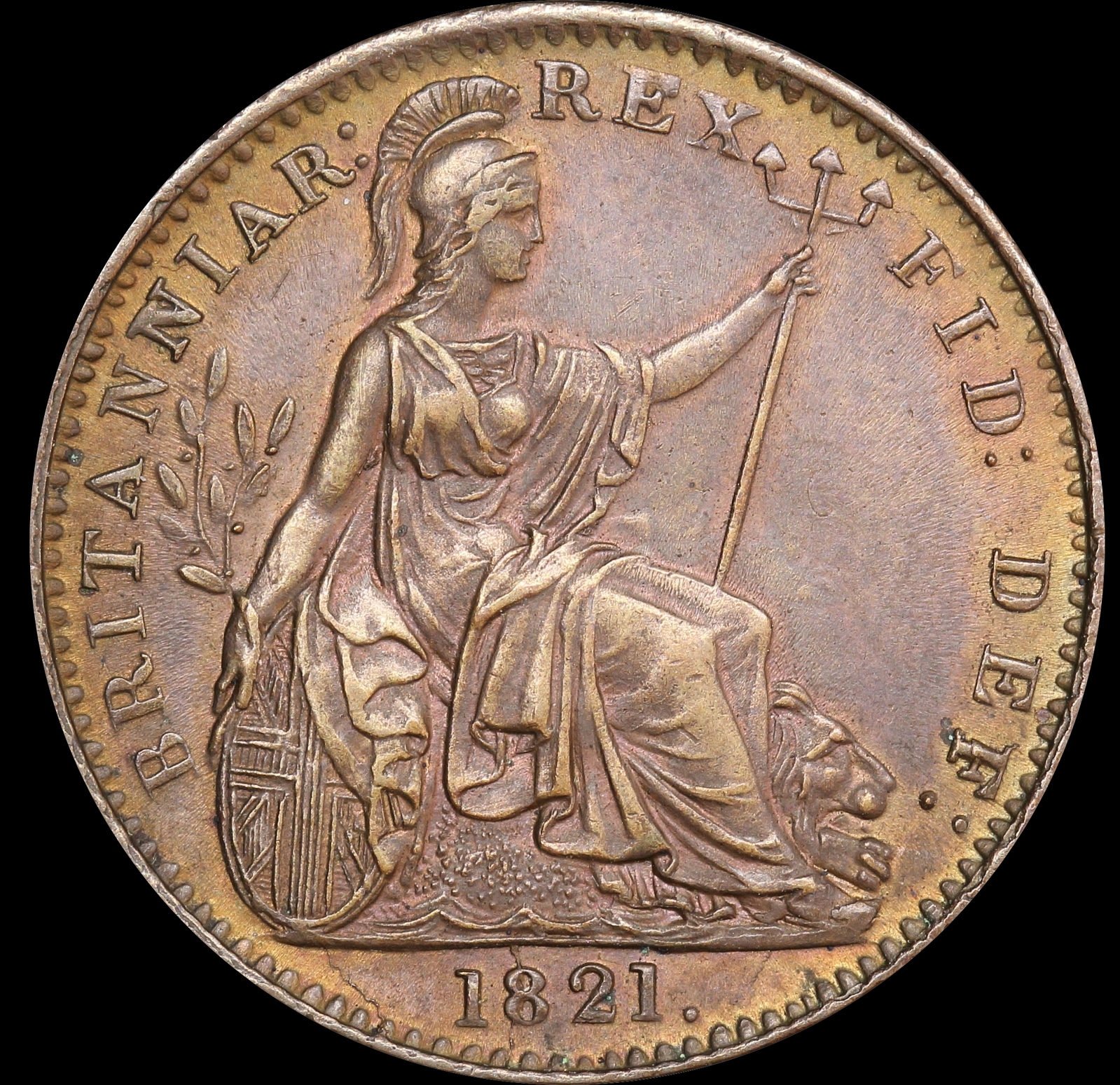 1821 Copper Farthing George IV S#3822 good EF product image