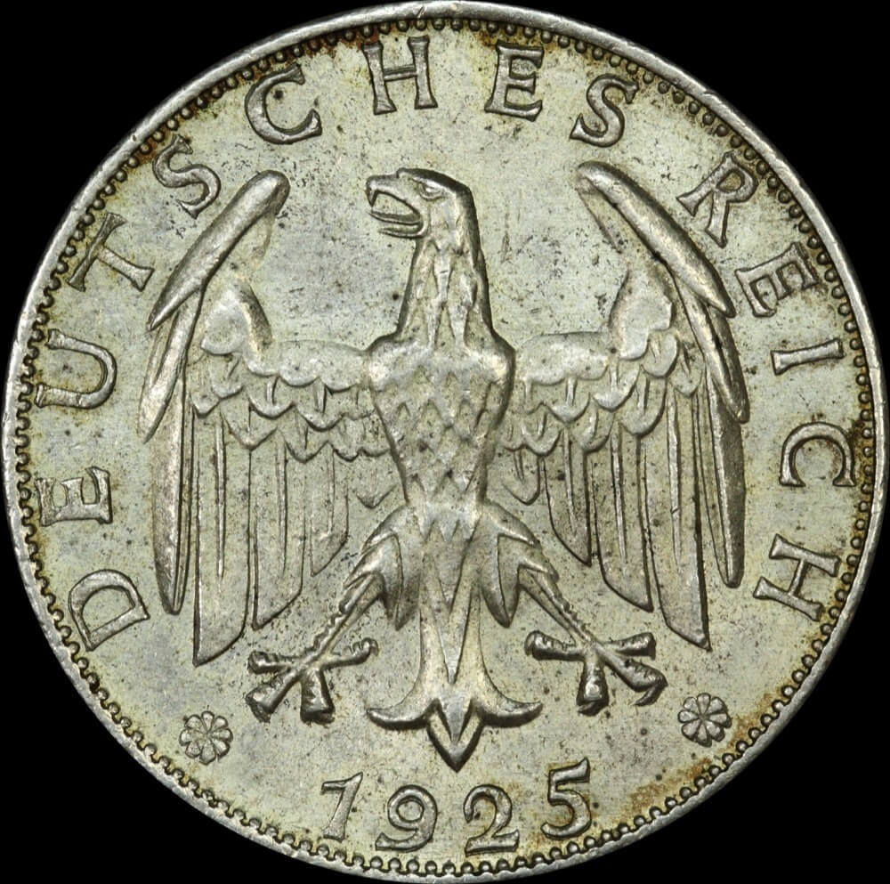 Germany (Weimar Republic) 1925-F Silver 2 Reichsmark KM#44 Uncirculated product image