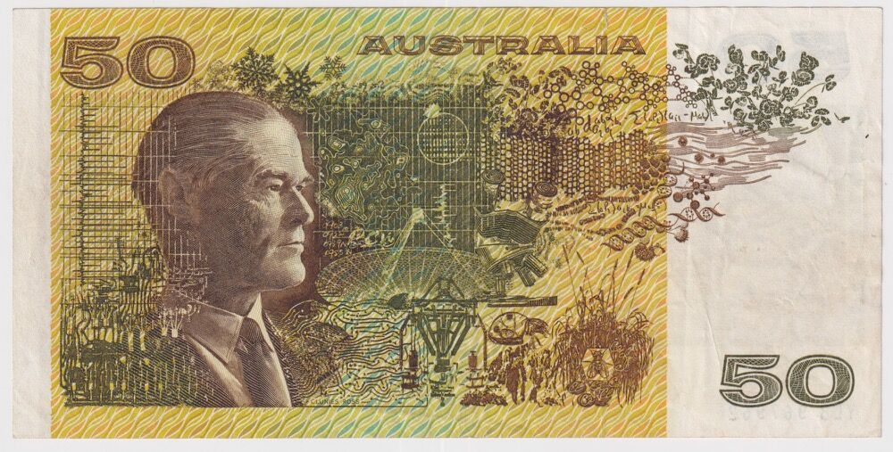 1983 $50 Note Johnston/Stone Missing Intaglio and Signatures R508 good VF