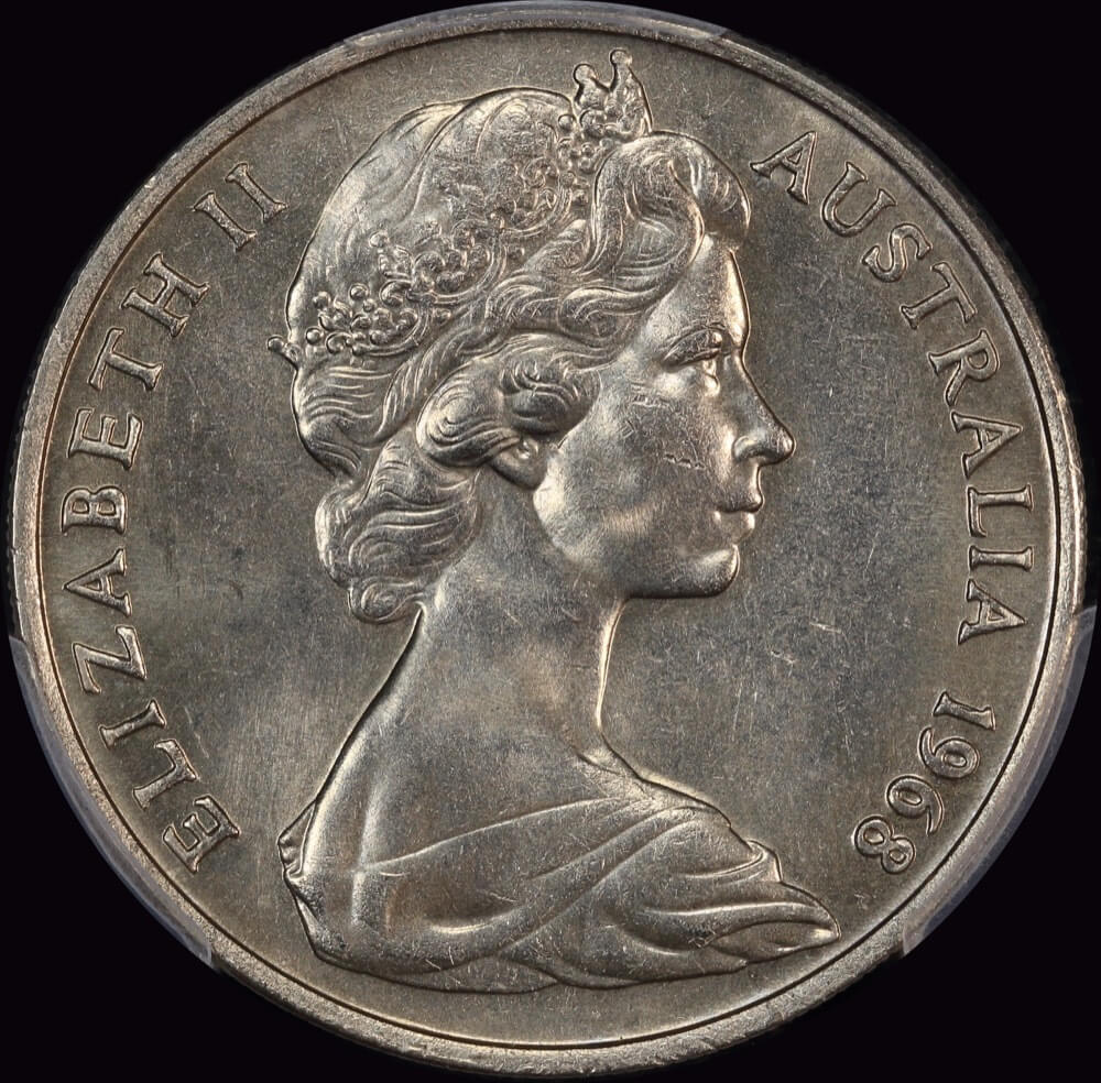 Australia 1968 20 Cents Gem Unc (PCGS MS 65)