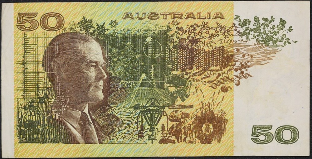 1985 $50 Note Gothic Serials Side Thread Johnston/Fraser YXH Last Prefix R509aL good VF